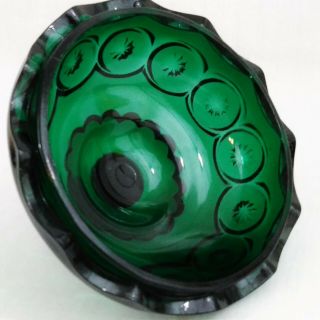 Vtg LE Smith Moon and Stars Footed Candy Dish Green with Lid 8