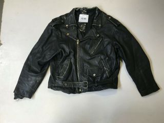 Mens Vintage Leather Motorbike Jacket Black Label 52 (mc1015)