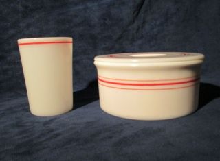 Vintage Hazel Atlas White Milk Glass Covered Dish Refrigerator Jar With Cup