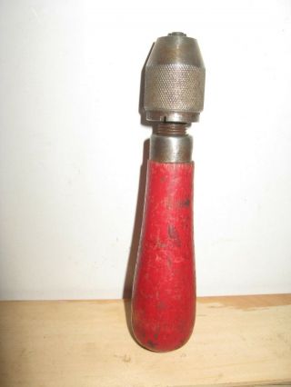 Vintage Adjustable Pin Vise / Hand Drill - Wood Handle - 5 