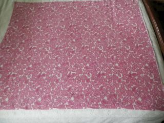 Vtg 40s Feedsack Pink Novelty Flower Leaf Cotton Quilt Dress Fabric 36.  5 