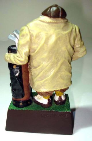 Vtg GIUSEPPI 1997 Mini Desktop Golf Clock Golfer Figure w/Golf Bag Pen Holder 4