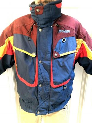 Vintage Spyder Red Blue Yellow Snowboard Ski Jacket Coat Mens Sz Xl Extra Large