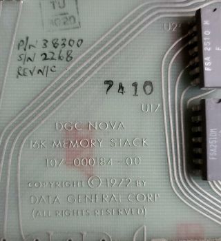 Data General Nova 16K core memory board & stack 15 