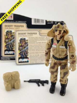 Vintage Gi Joe 1985 Dusty Desert Trooper Figure W/ 2 File Cards - Ships
