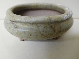 Tosui Seto Tiny Thick Bonsai Pot Japanese Pottery Ceramic Vintage Oval