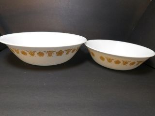 Vintage Corning CORELLE Butterfly Gold Serving Bowl Set of 2 2