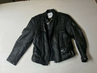 Krawehl Mens Vintage Leather Motorbike Jacket Black Label 52 (mc1016)
