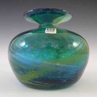 Signed Mdina Vintage Blue & Yellow Vintage Glass Vase