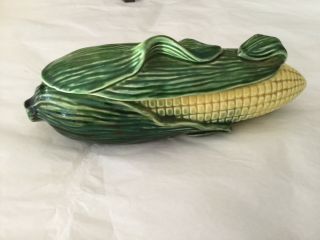 Vintage Ear Of Corn Covered Casserole Dish 9” X 2 1/2”