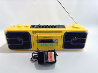 Vintage Sony Sport Yellow Boombox Cfs - 950,  Radio Casette Player Recorder