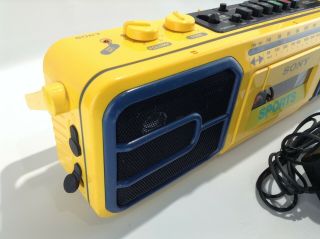VINTAGE SONY Sport Yellow Boombox CFS - 950,  Radio Casette Player Recorder 2