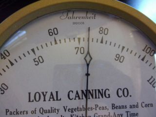 vintage Round Metal advertising thermometer Loyal Canning Co. 2