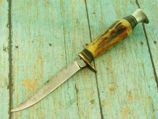 Vintage Ideal Solingen Germany Stag Fixed Blade Small Game Hunting Knife Knives