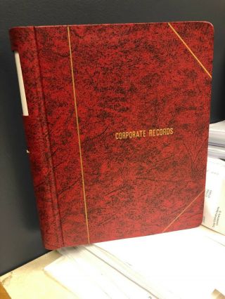 Vintage 2 - Post Red Corporate Records Minutes Ledger Book Binder - Pre - Owned