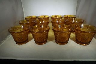 Twelve (12) Vintage Indiana Glass Tiara Amber Sandwich Glass Coffee/punch Cups