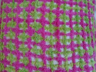 Vintage Chenille Fabric Pink And Green Bright Retro 1.  5 Yards 57 Inches Wide