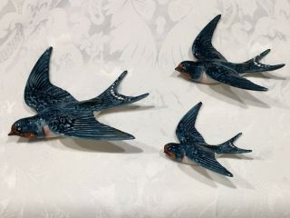 Vintage Retro Beswick Ceramic Wall Flying Swallows.  Set Of 3 - One.