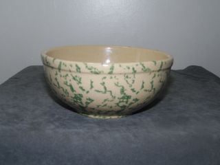 Vintage R.  R.  P.  Co.  Roseville,  Ohio Usa Pottery Green Spongeware Cereal Bowl Euc
