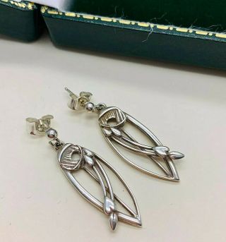 Vintage Jewellery Ola Gorie Sterling Silver Mackintosh Design Pierced Earrings