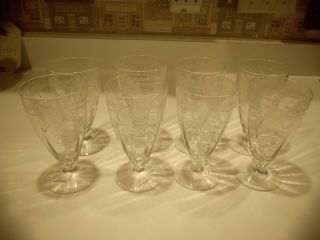 Set Of 8 Vintage Fostoria Iced Tea Or Glass June Pattern 5 7/8 ".