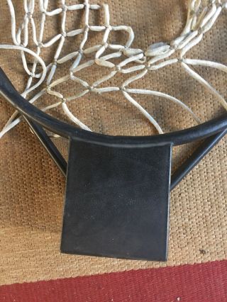 Vintage 18 Inch Old Heavy Black Metal Basketball Hoop Rim With Net Rubberized 2