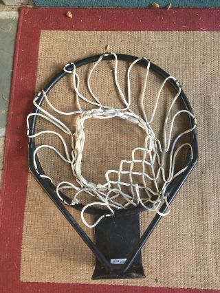 Vintage 18 Inch Old Heavy Black Metal Basketball Hoop Rim With Net Rubberized 3
