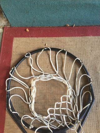 Vintage 18 Inch Old Heavy Black Metal Basketball Hoop Rim With Net Rubberized 6