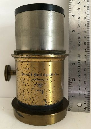 Large Antique B&l Bausch & Lomb Petzval Brass Camera Lens