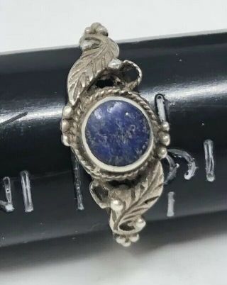 Vintage 925 Sterling Silver Blue Lapis? Stone Ring Size 6.  25 Natural
