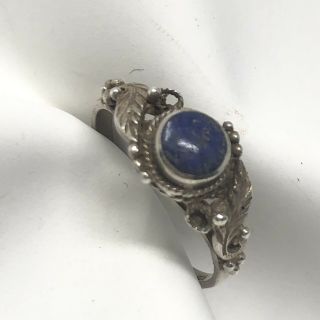 Vintage 925 Sterling Silver Blue Lapis? Stone Ring Size 6.  25 Natural 2