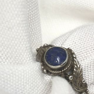 Vintage 925 Sterling Silver Blue Lapis? Stone Ring Size 6.  25 Natural 3
