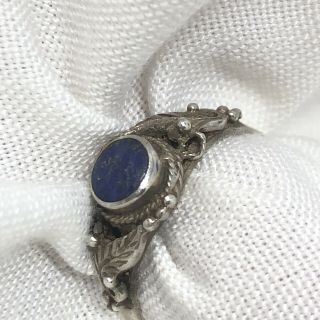 Vintage 925 Sterling Silver Blue Lapis? Stone Ring Size 6.  25 Natural 4