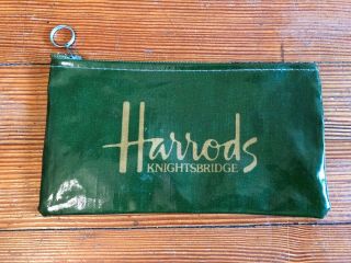 Vtg Harrods Knightsbridge Logo Zipper Toiletries Accessories Cosmetic Bag Uk