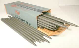 Carbon Arc Rods For Threatrical Use - 1 Box Of 7/16 X 12 " National Negatives