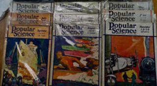 Vintage 9 Popular Science Magazines 1927,  1928,  And 1929