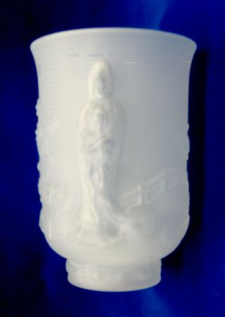 Vintage Fenton Verlys Frosted Clear Glass Mandarin Theme 8 Inch Tall 5 Inch Wide