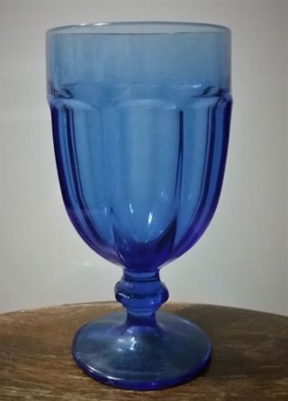 Vintage Libbey Duratuff Cobalt Blue Goblet Glass Made In Usa