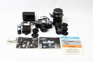 Canon Ae - 1 Film 35mm Slr Camera W/50mm 1.  8 And 135mm 3.  5 Canon Lenses