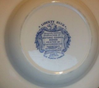 Vintage Liberty Blue.  7 Soup Bowls Staffordshire Ironstone.  Old North Church 7