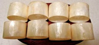 8 Vintage Capiz Shell Napkin Rings Round Shape Mother Of Pearl