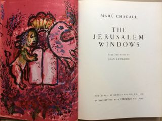 The Jerusalem Windows by Marc Chagall 2 LITHOGRAPHS First Edition Hard Bound DJ 2