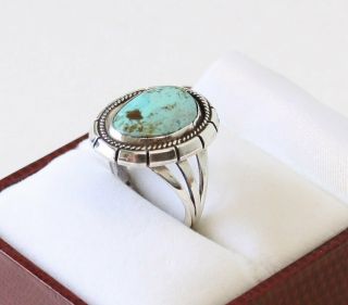 Vintage Old Pawn Navajo Turquoise Sterling Silver Ring Fred Harvey Era