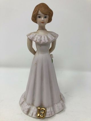 Vintage 1982 Enesco Growing Up Birthday Girls Porcelain Figurine Statue 13 Years