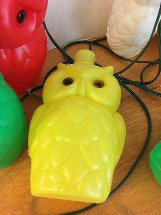 Vintage NOMA Owl Party Lites String 7 Camping Rv Patio Blow Mold Lights 3