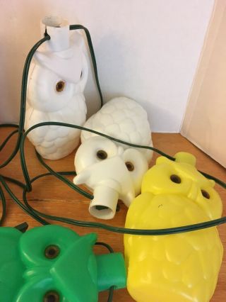 Vintage NOMA Owl Party Lites String 7 Camping Rv Patio Blow Mold Lights 6