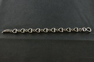 Vintage Sterling Silver Heart Link Bracelet W Toggle Clasp - 24.  7g