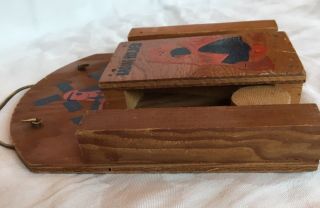 Vintage Wooden Hand Painted Handmade Dutch Broom Holder Rollers Wall Mounted 3