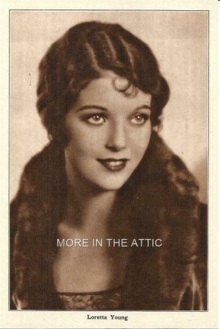 Lovely Loretta Young Vintage Silent Cinema Era Portrait Premium