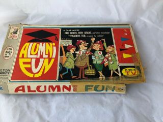 Vintage 1964 Alumni Fun Board Game By Milton Bradley Complete